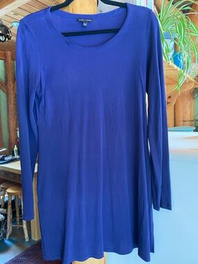 Eileen Fisher Scoop Neck Long Sleeve Tunic - Royal Blue